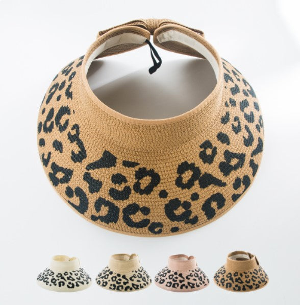 Leopard Straw Sun Hat