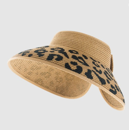 Leopard Straw Sun Hat