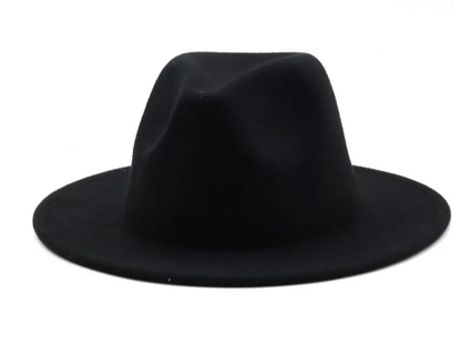 Solid Black/Khaki Fedora (Large option)