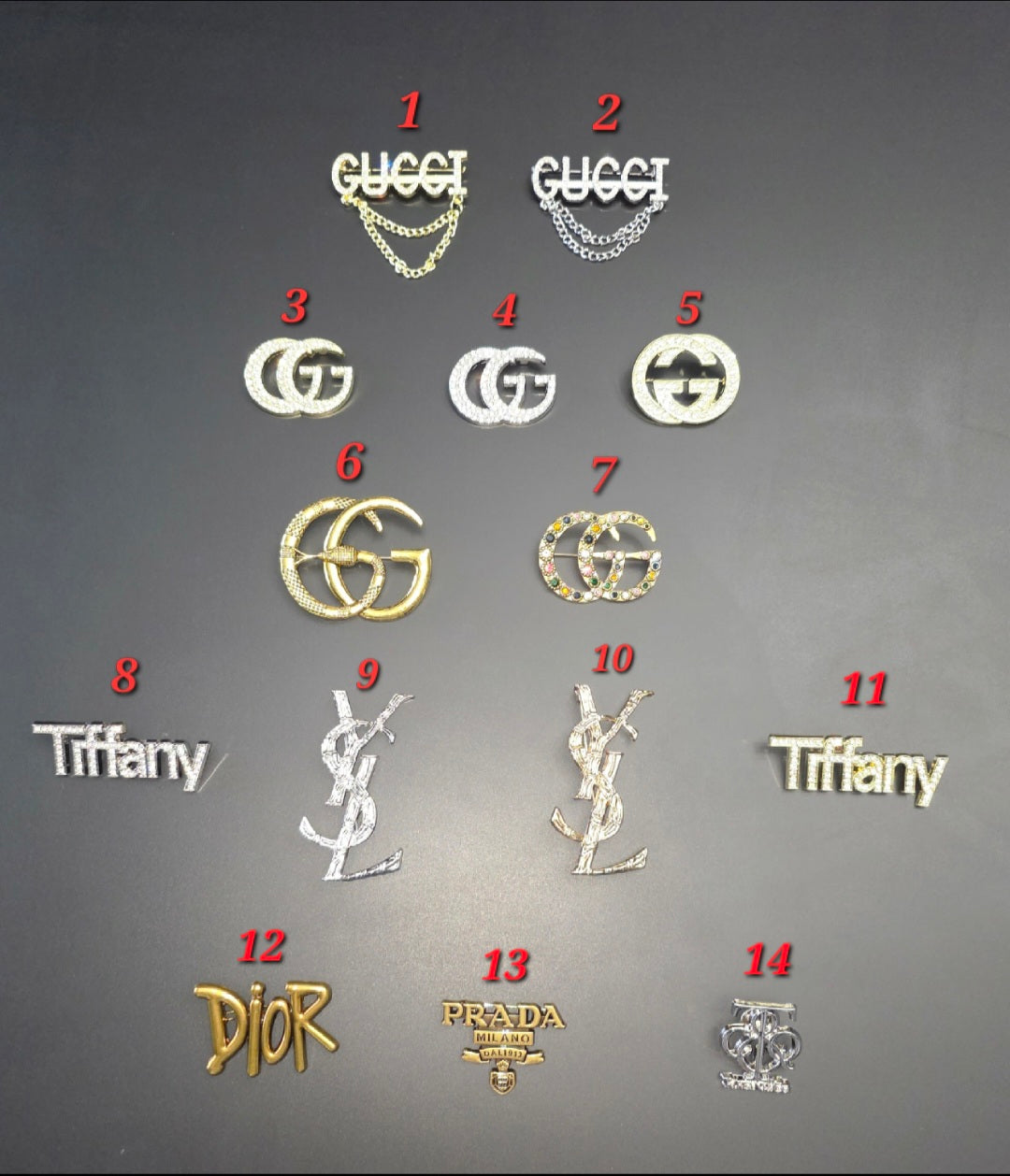GG, Tiff, Y & D Brooches