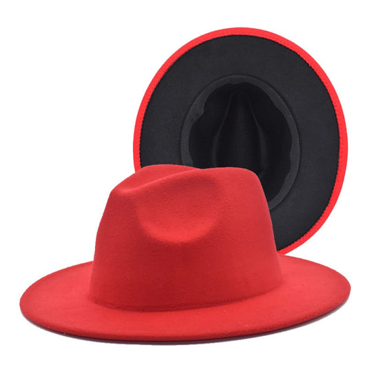 Red Flat Brim Fedora