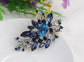 Dark Blue Fashion Flower with Rhinestones