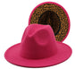 Pink solid Fedora w/Leopard Print