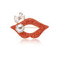 Red Lip Rhinestone Brooch