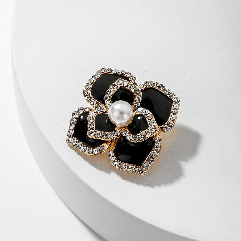 Black/White Flower Rhinestone Set