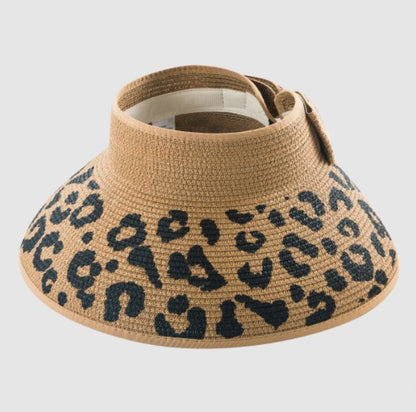 Leopard Straw Sun Hat
