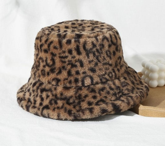 Plush Leopard Bucket Hat