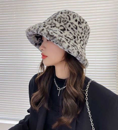 Plush Leopard Bucket Hat