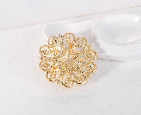 Gold Diamond & Pearl Brooch