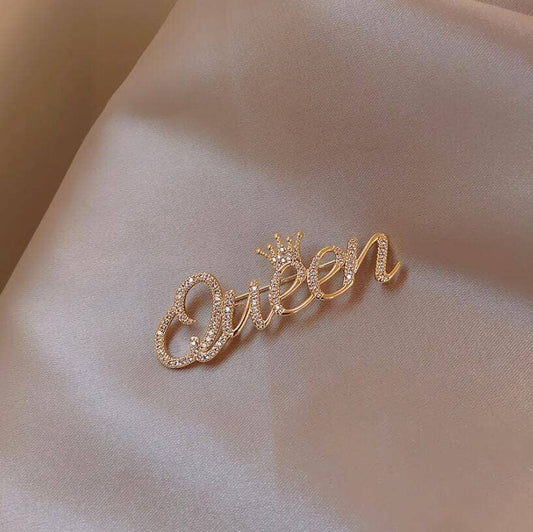 Diamond Crown Queen Brooch