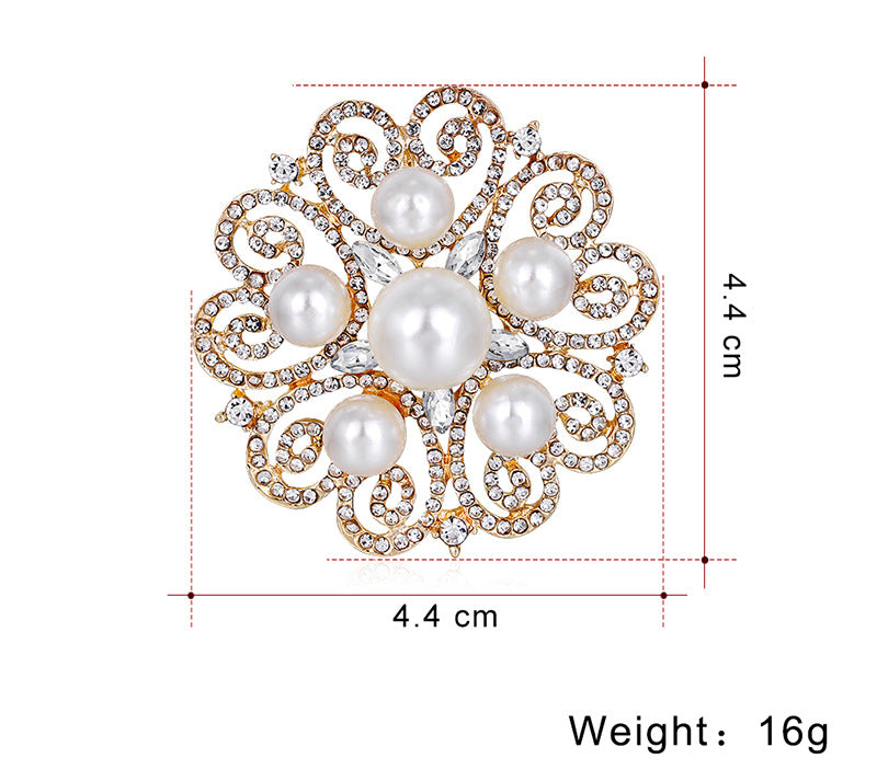 Gold Diamond & Pearl Brooch