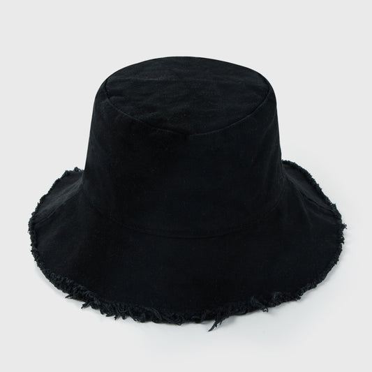 Black Distressed Bucket Hat