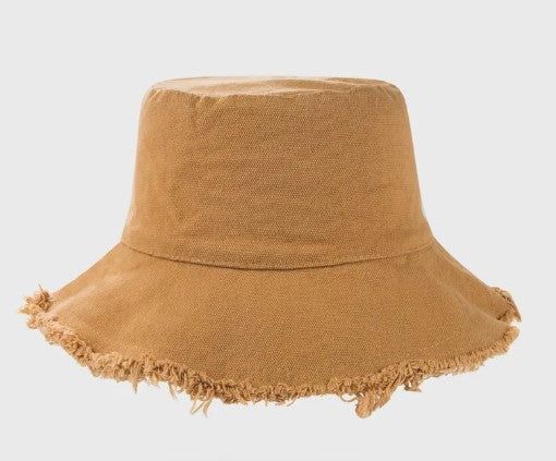 Khaki Distressed Bucket Hat